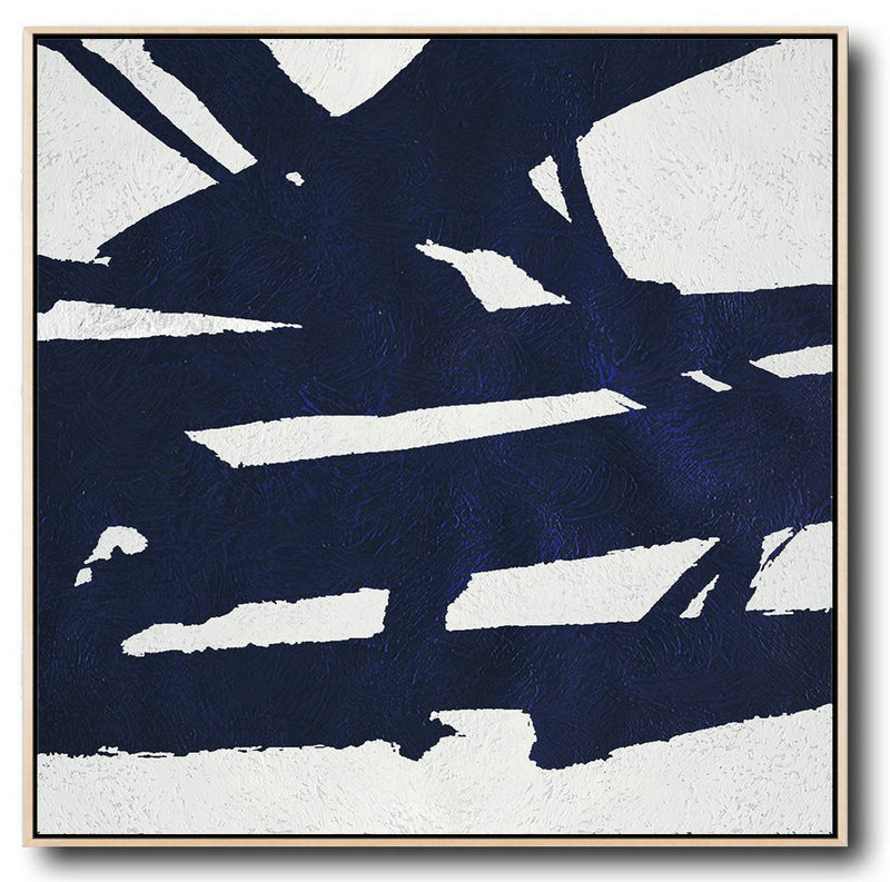Hand Made Abstract Art,Hand Painted Navy Minimalist Painting On Canvas,Abstract Painting Modern Art